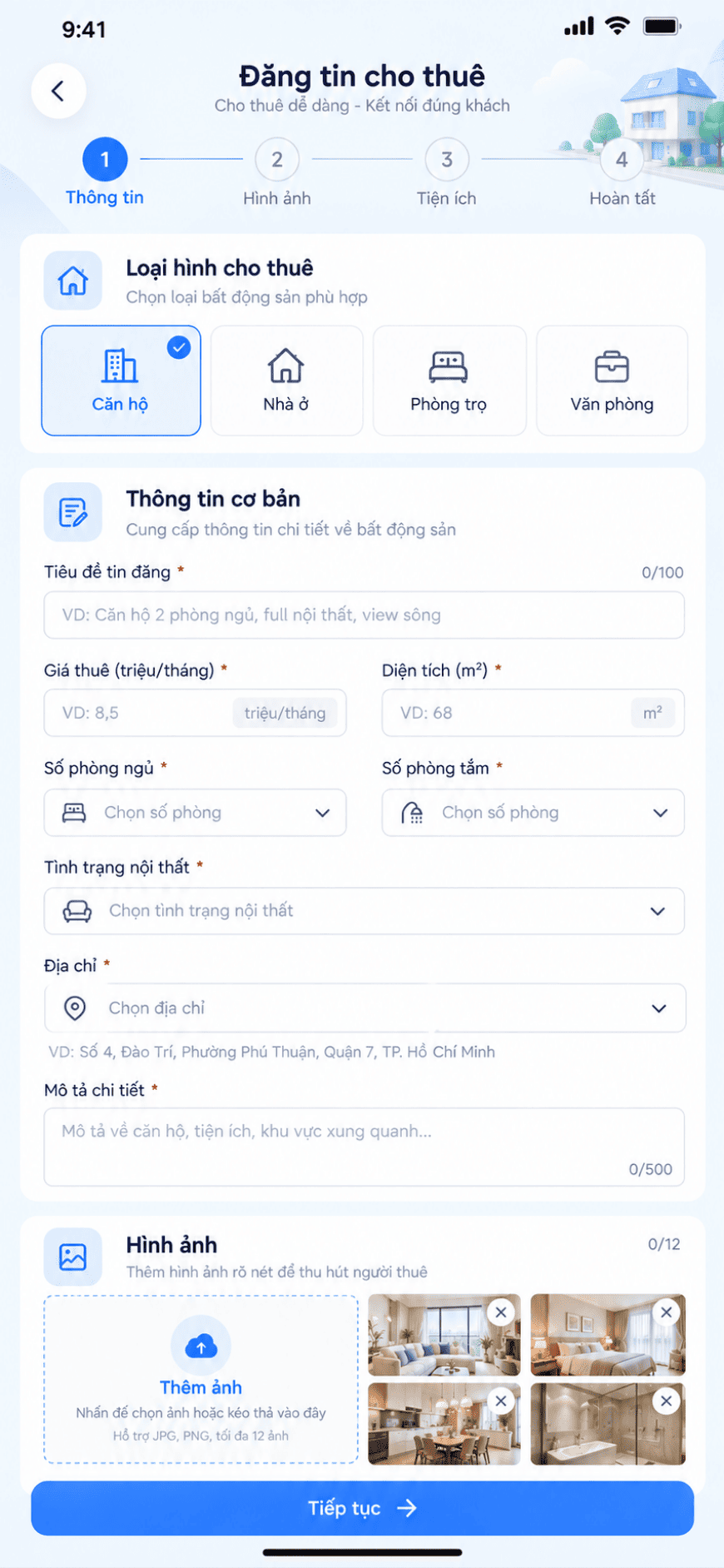 App cho thuê Nhà trọ / Văn phòng / Chung cư